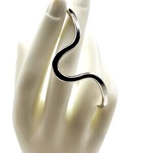 Sterling Silver Cuff Bracelet Modernist Abstract Open Design 925 Bangle 15.75g